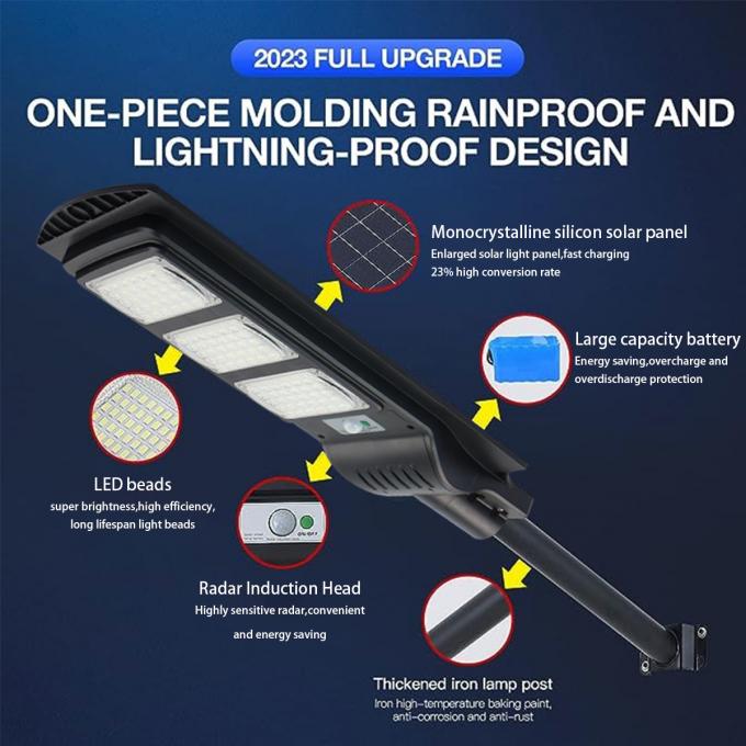 Durable Pole all in one solar panel 90*130° Beam Angle IP65 Waterproof IK10 Protection high power led solar street light 0