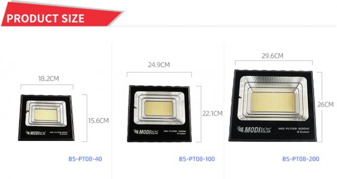 एबीएस प्लास्टिक 1200lm सौर ऊर्जा संचालित बाढ़ रोशनी 100° बीम कोण 1