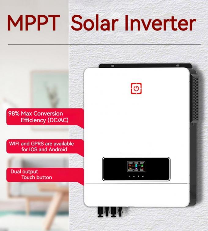 Invertisseur hybride solaire à onde sinusoïdale pure, double MPPT, chargeur d'invertisseur pour système d'énergie solaire 0