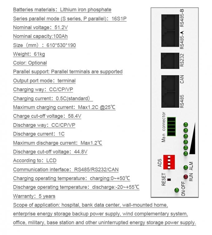 Almacenamiento de energía fuera de la red 10KW 15KW 48V Batería solar de litio 0